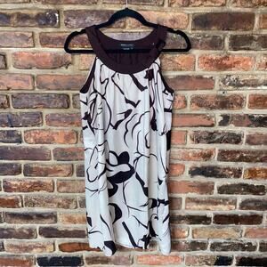 BCBGMaxAzria Cream Brown Sleeveless Mini Shift Dress Women's Size Small Vintage